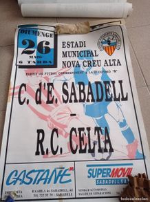 Colecionismo desportivo: Póster partido 2 división Sabadell/celta
